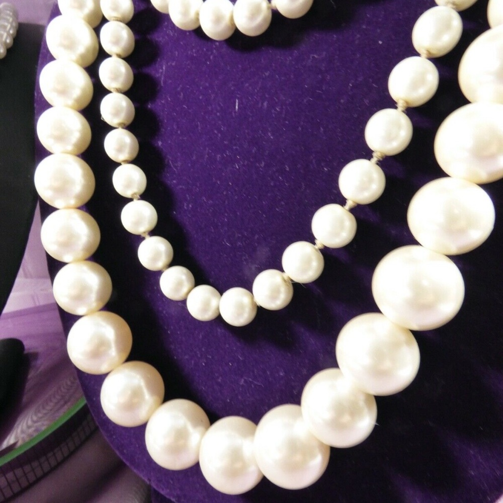 Retro Lot of 4 Pearl Faux glass Beads hand knotted & graduated necklaces - Picture 8 of 8